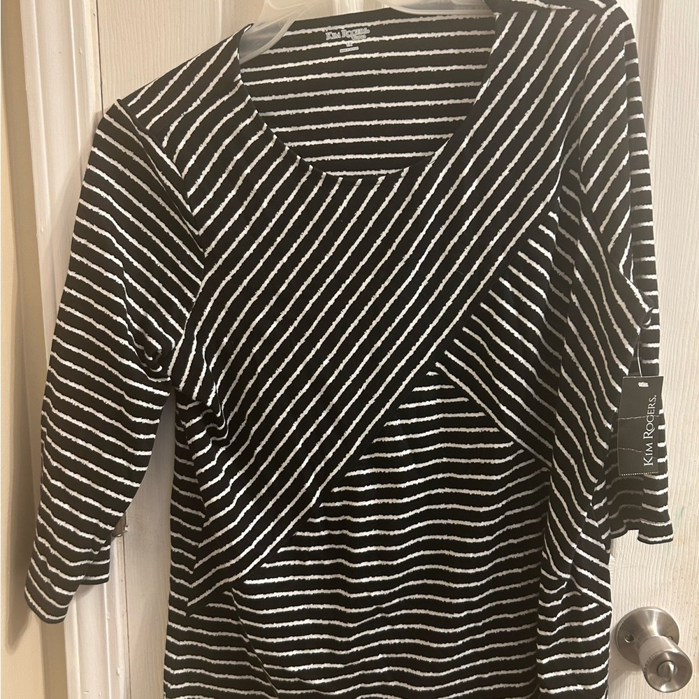 New with tags! Kim Rogers Monochrome Striped Top